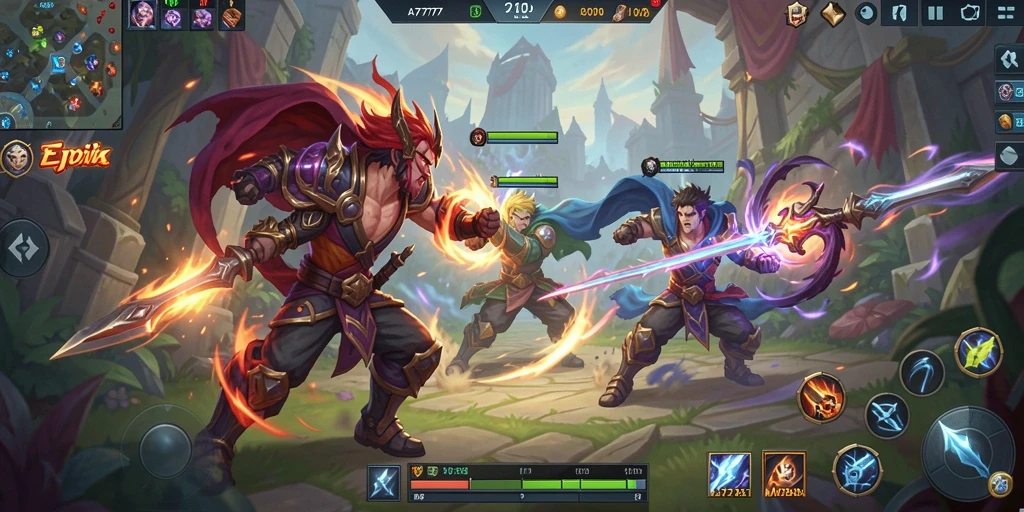 Gameplay seru dan penuh strategi dalam A7777 MOBA.