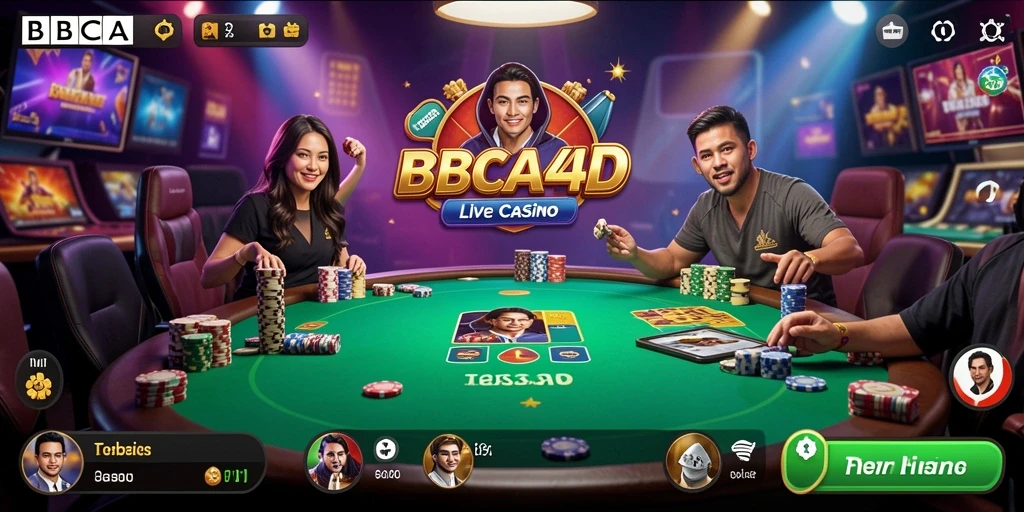 Tampilan utama BBCA4D menunjukkan permainan Live Casino yang seru dan interaktif.