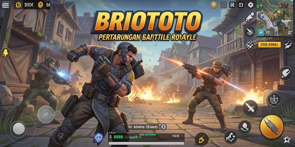Tangkapan layar gameplay epik BRIOTOTO dalam pertempuran Battle Royale.