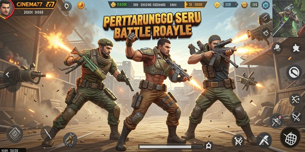 Gameplay CINEMA77 yang menegangkan dan seru dalam arena pertempuran.