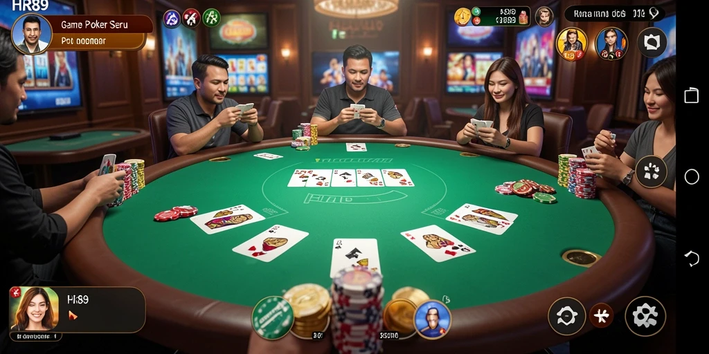 Gameplay seru dari HR89 menampilkan suasana poker yang menegangkan.