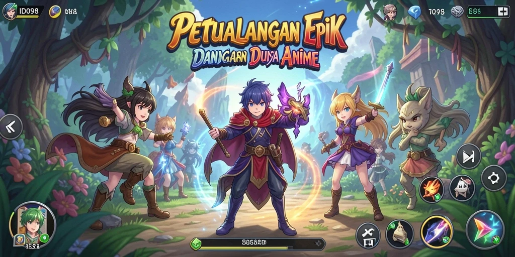 Tampilan gameplay menarik dari ID098 yang menggambarkan aksi anime.