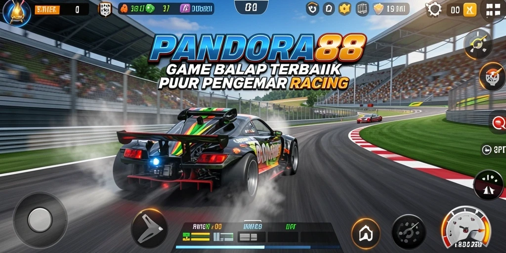 Screenshot utama PANDORA88 menunjukkan aksi balapan seru di trek.