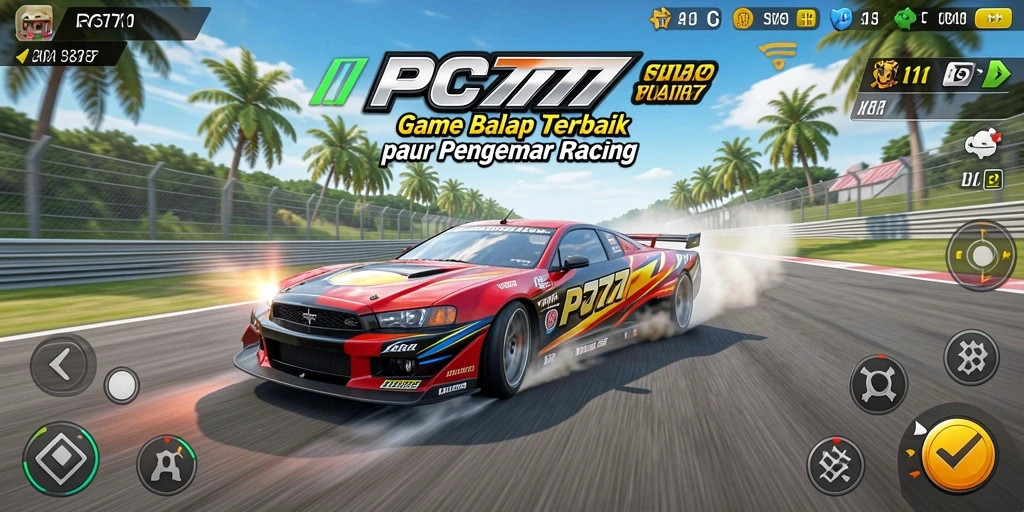 Tangkapan layar gameplay PC777 yang menarik saat balapan.