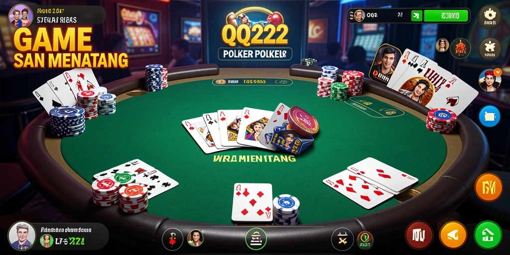 Screenshot gameplay QQ222 menampilkan momen seru bermain poker.