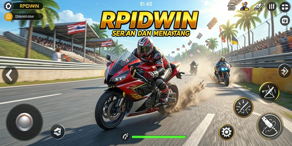 Tampilan seru dari gameplay RPIDWIN yang penuh aksi balapan motor.