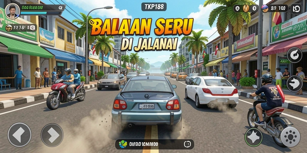 Gameplay Racing seru dengan berbagai kendaraan dan trek menarik.