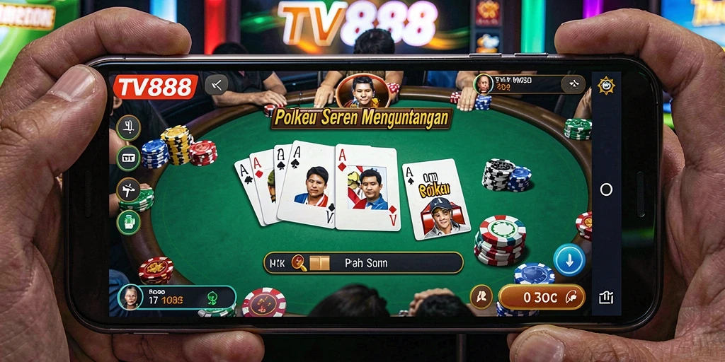 Tampilan gameplay Poker yang seru dan interaktif di TV888.