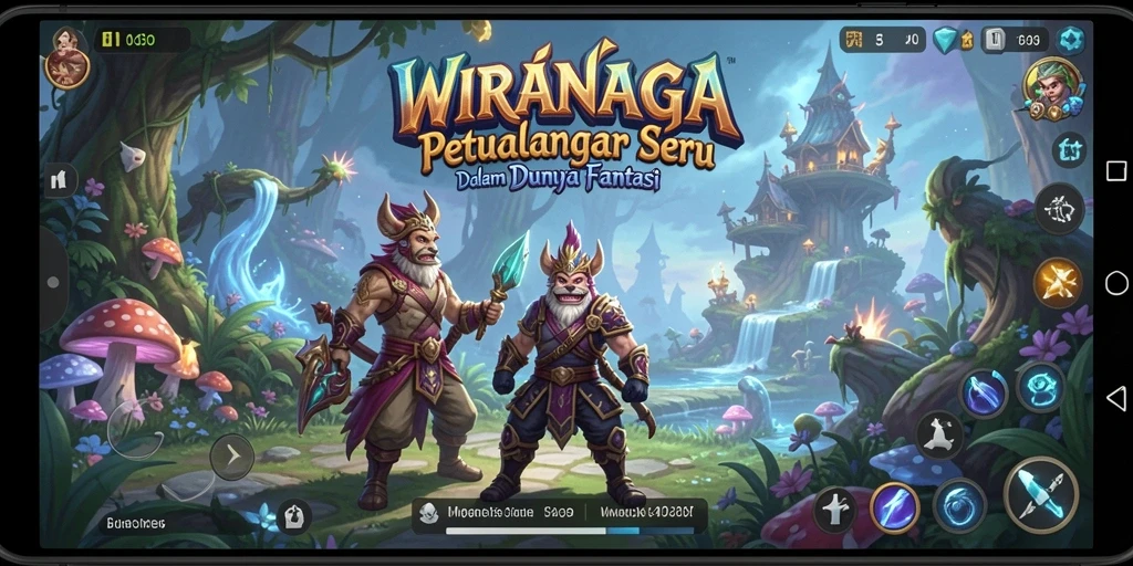 Tangkapan layar menunjukkan karakter bertarung melawan monster besar di dunia fantasi.